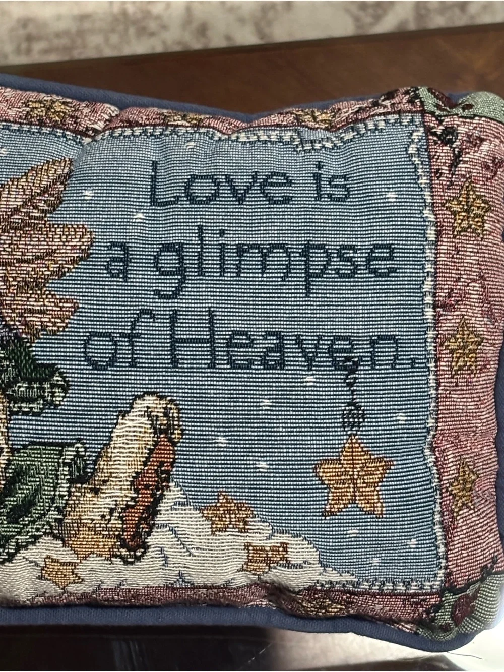 Vintage Home Holiday Blue Accent Pillow - Love Is A Glimpse Design